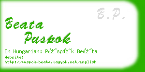 beata puspok business card